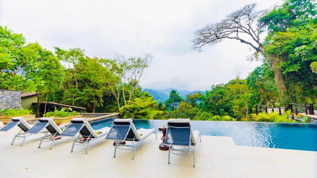 shalom safaris luxury accommodation view for primate trekking safari in rwanda